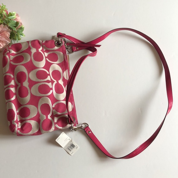 COACH SIGNATURE POPPY HIPPIE METALLIC PINK CROSSBODY SHOULDER PURSE Y2K Bag NWT - Picture 12 of 16